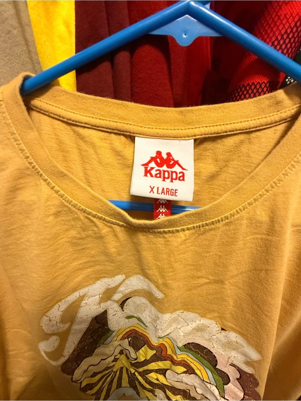 Kappa Yellow Graphic Tee with Multicolor Retro Print - Picture 2 of 3